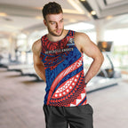 Personalised Newcastle Knights Men Tank Top Polynesian Tribal Art Style With Armored Knight Mascot