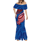 Personalised Newcastle Knights Mermaid Dress Polynesian Tribal Art Style With Armored Knight Mascot