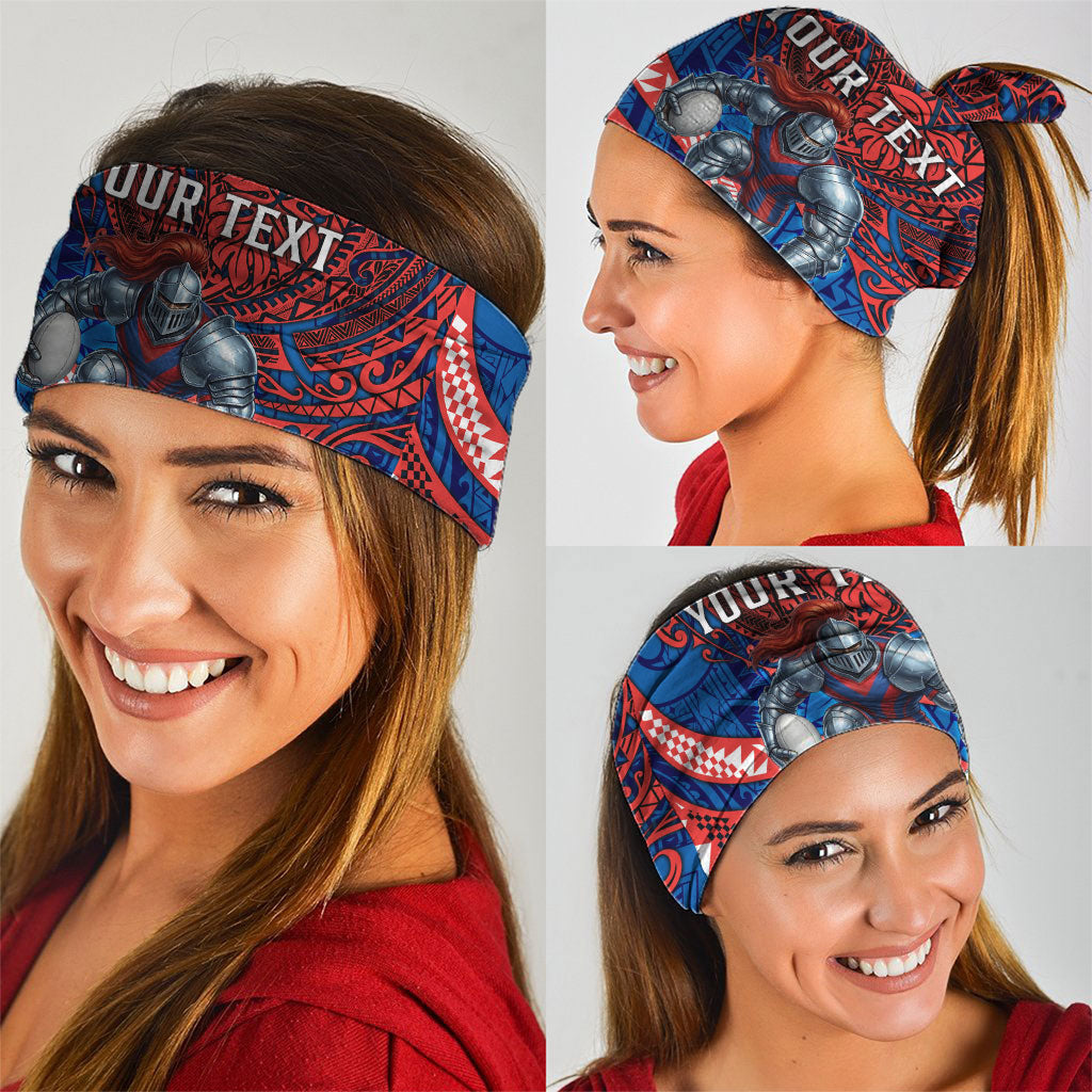 Personalised Newcastle Knights Neck Gaiter Polynesian Tribal Art Style With Armored Knight Mascot