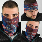 Personalised Newcastle Knights Neck Gaiter Polynesian Tribal Art Style With Armored Knight Mascot
