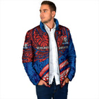 Personalised Newcastle Knights Padded Jacket Polynesian Tribal Art Style With Armored Knight Mascot