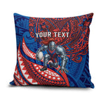 Personalised Newcastle Knights Pillow Cover Polynesian Tribal Art Style With Armored Knight Mascot
