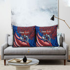 Personalised Newcastle Knights Pillow Cover Polynesian Tribal Art Style With Armored Knight Mascot