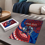 Personalised Newcastle Knights Puzzle Polynesian Tribal Art Style With Armored Knight Mascot