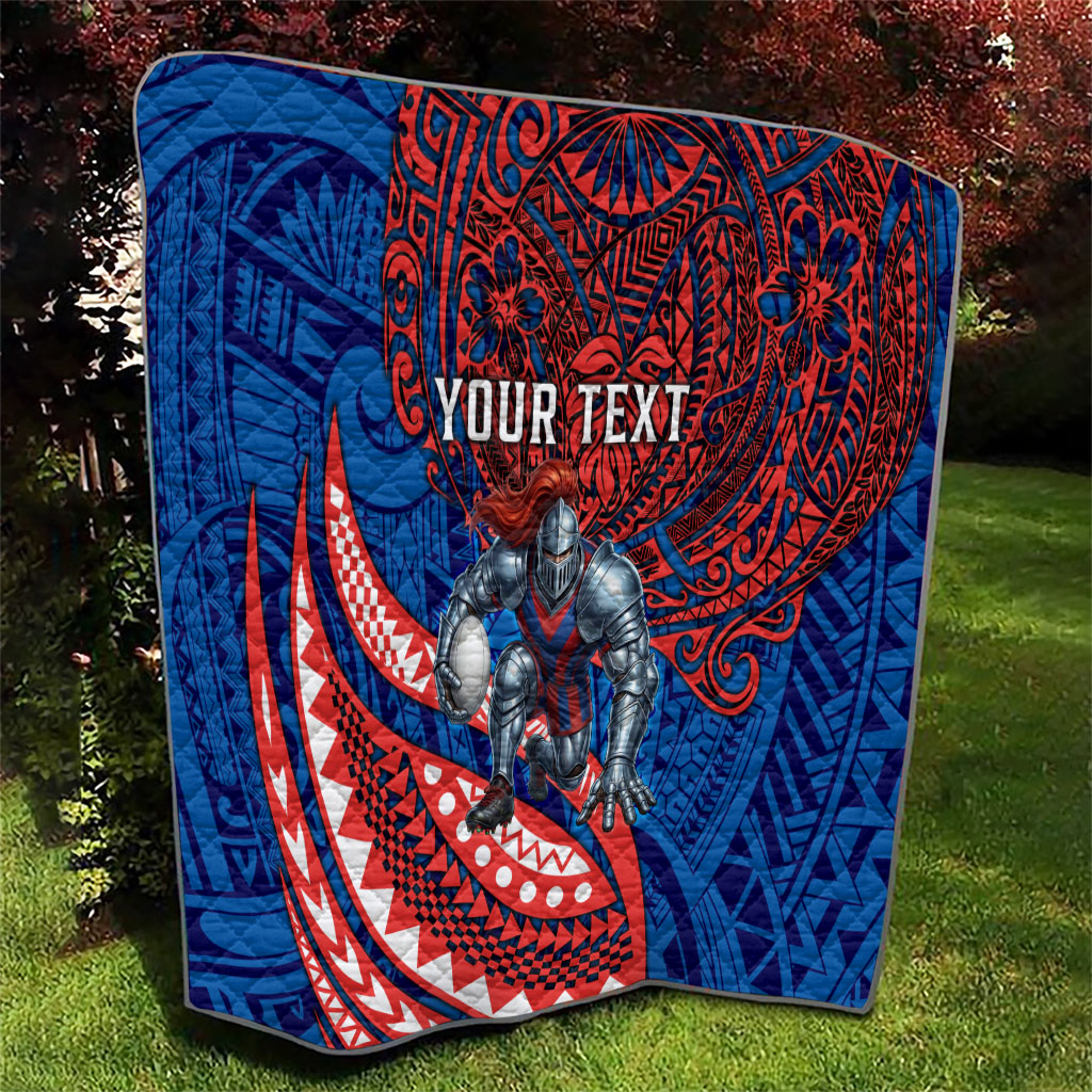 Personalised Newcastle Knights Quilt Polynesian Tribal Art Style With Armored Knight Mascot