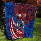 Personalised Newcastle Knights Quilt Polynesian Tribal Art Style With Armored Knight Mascot