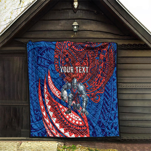 Personalised Newcastle Knights Quilt Polynesian Tribal Art Style With Armored Knight Mascot