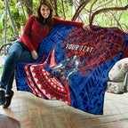Personalised Newcastle Knights Quilt Polynesian Tribal Art Style With Armored Knight Mascot
