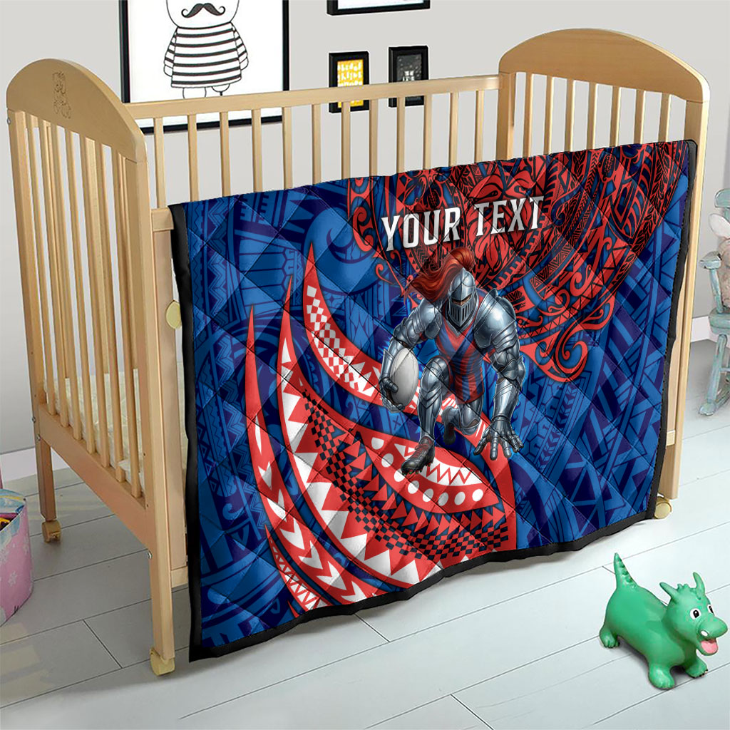 Personalised Newcastle Knights Quilt Polynesian Tribal Art Style With Armored Knight Mascot