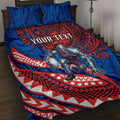 Personalised Newcastle Knights Quilt Bed Set Polynesian Tribal Art Style With Armored Knight Mascot