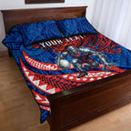 Personalised Newcastle Knights Quilt Bed Set Polynesian Tribal Art Style With Armored Knight Mascot