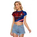 Personalised Newcastle Knights Raglan Cropped T Shirt Polynesian Tribal Art Style With Armored Knight Mascot