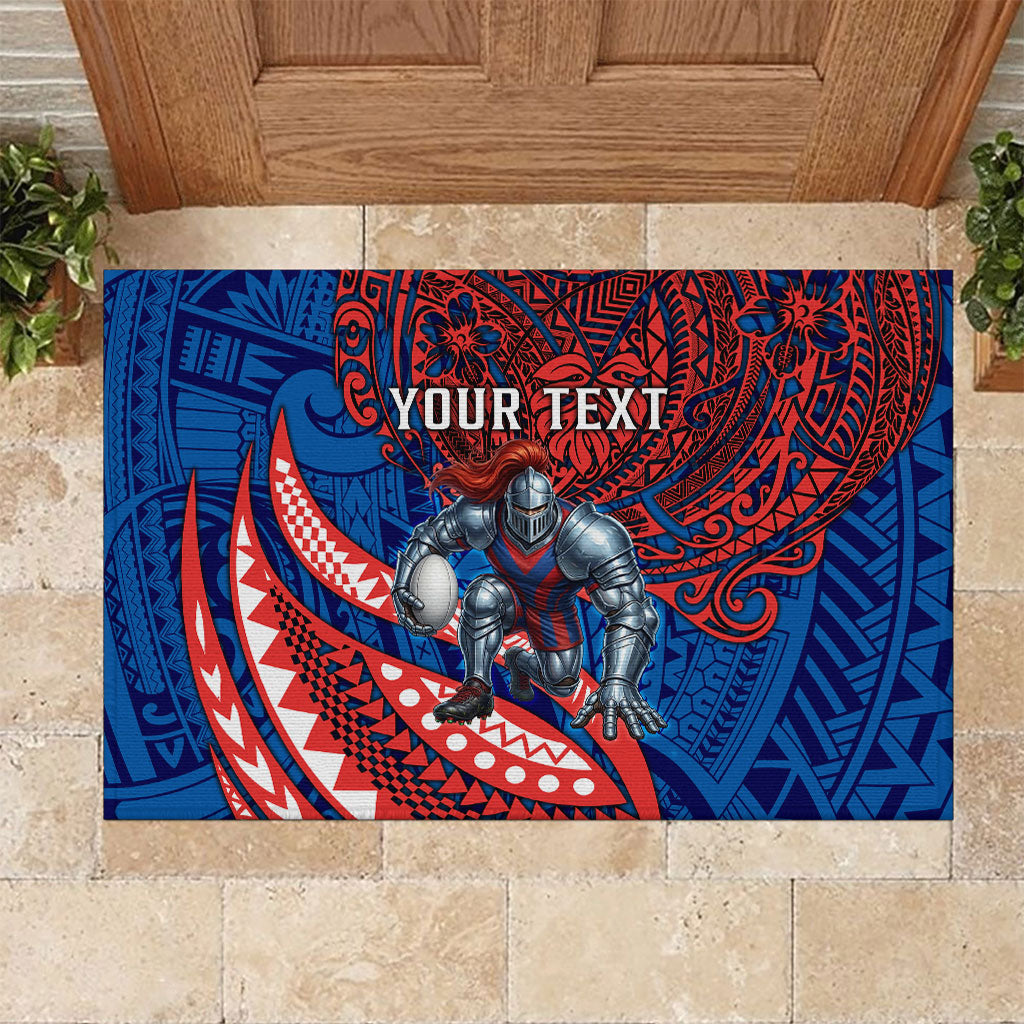 Personalised Newcastle Knights Rubber Doormat Polynesian Tribal Art Style With Armored Knight Mascot
