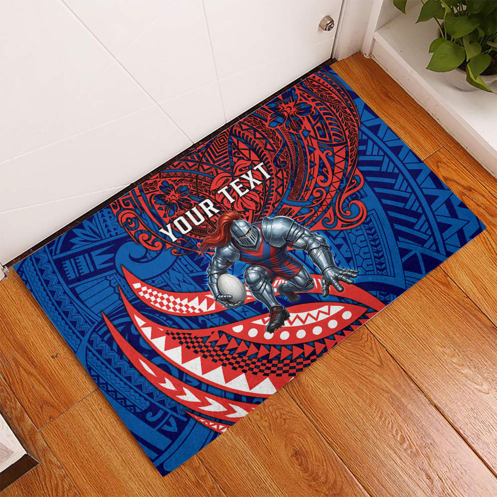 Personalised Newcastle Knights Rubber Doormat Polynesian Tribal Art Style With Armored Knight Mascot