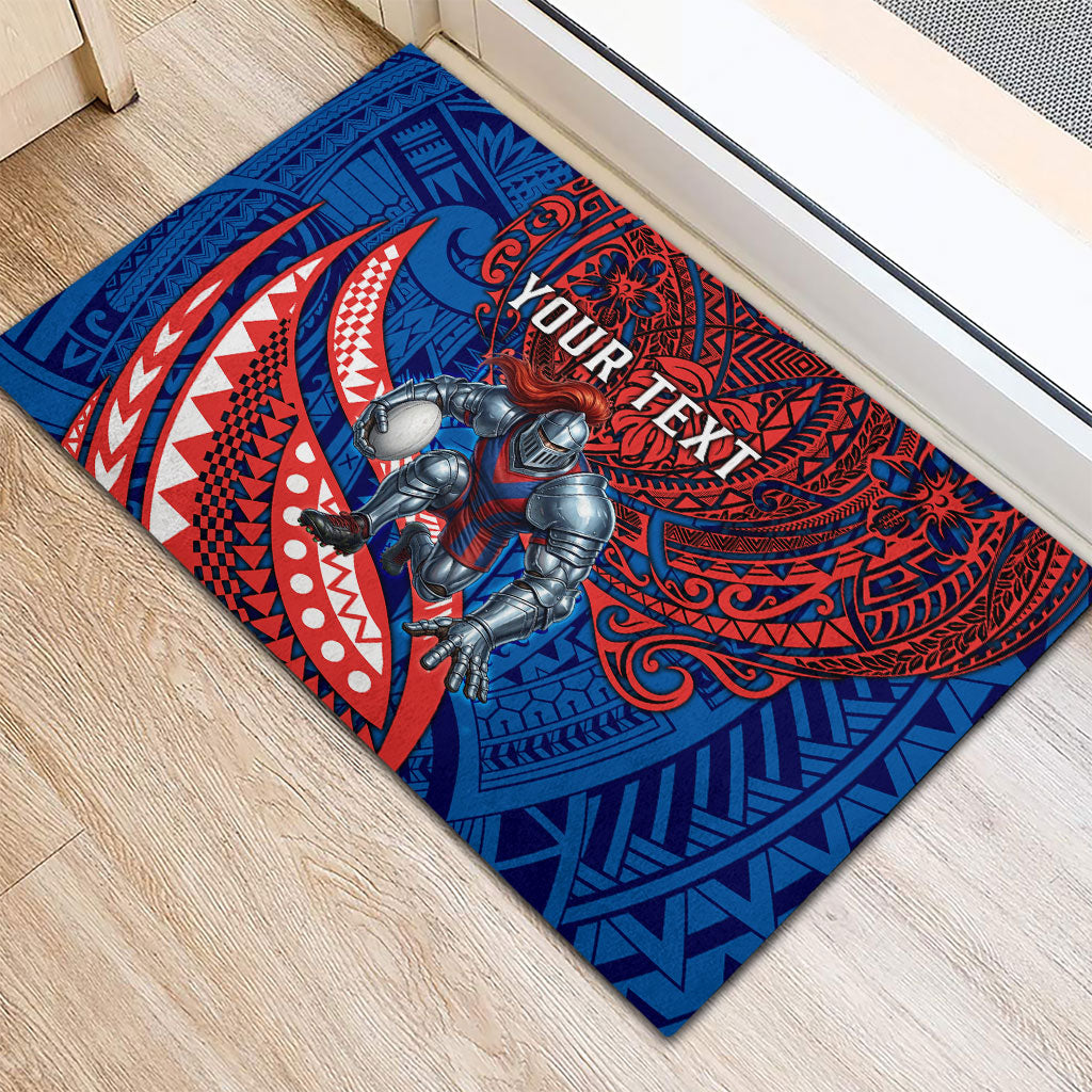 Personalised Newcastle Knights Rubber Doormat Polynesian Tribal Art Style With Armored Knight Mascot