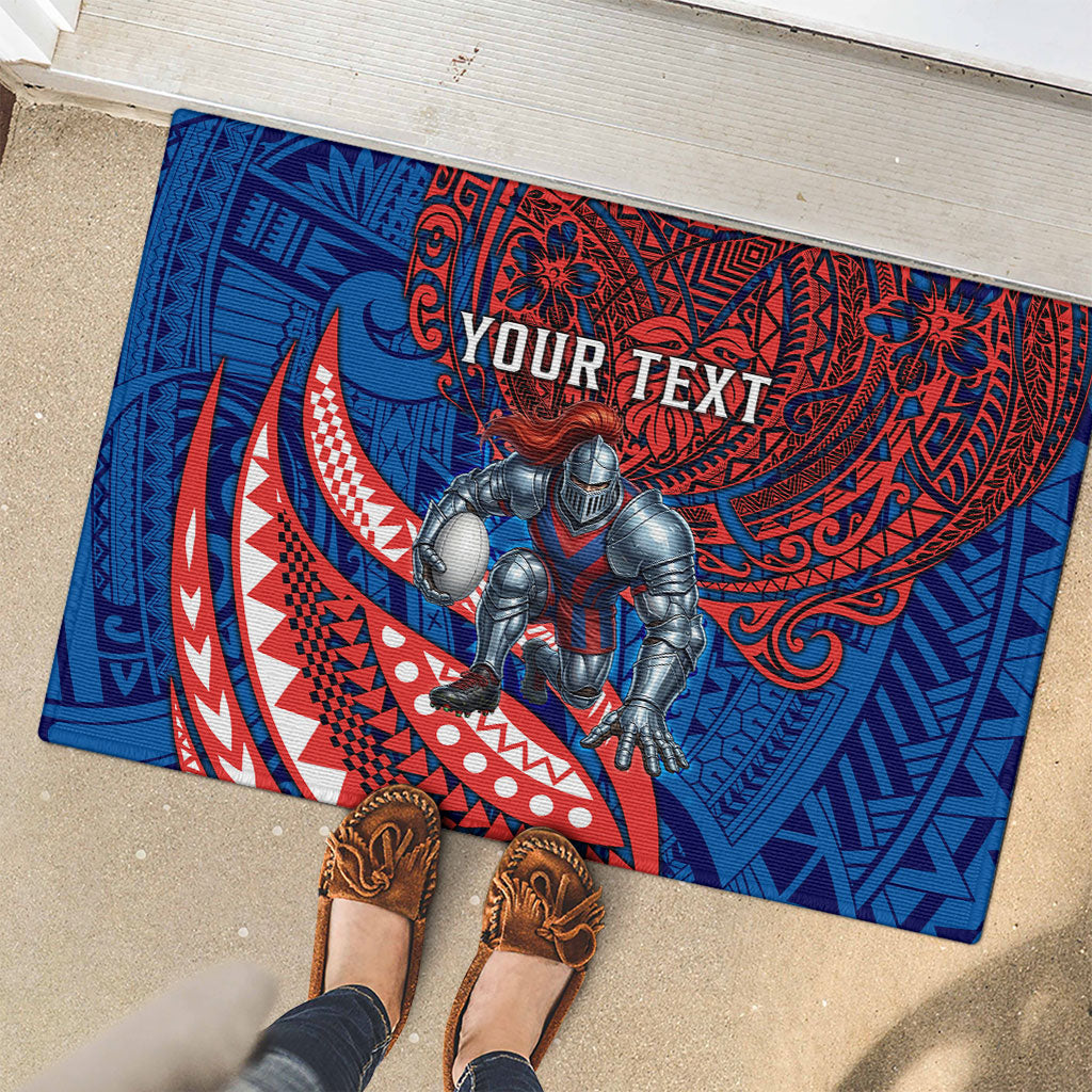 Personalised Newcastle Knights Rubber Doormat Polynesian Tribal Art Style With Armored Knight Mascot