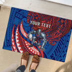 Personalised Newcastle Knights Rubber Doormat Polynesian Tribal Art Style With Armored Knight Mascot