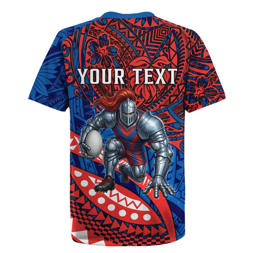 Personalised Newcastle Knights Rugby Jersey Polynesian Tribal Art Style With Armored Knight Mascot