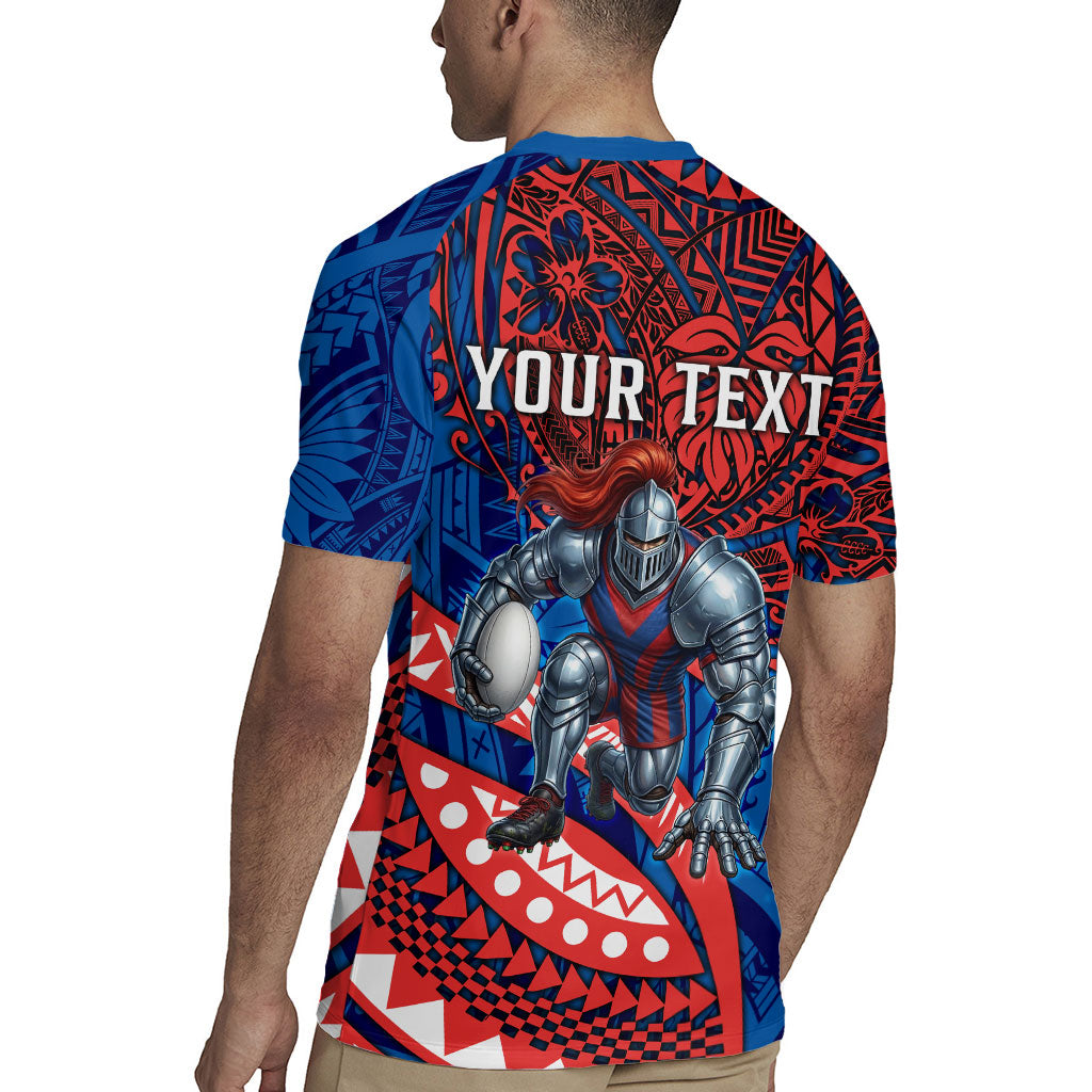 Personalised Newcastle Knights Rugby Jersey Polynesian Tribal Art Style With Armored Knight Mascot