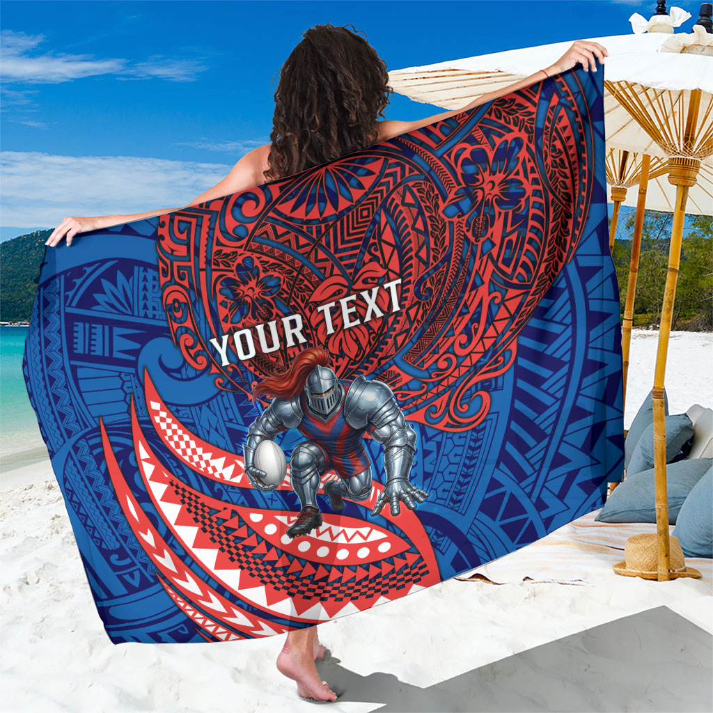 Personalised Newcastle Knights Sarong Polynesian Tribal Art Style With Armored Knight Mascot
