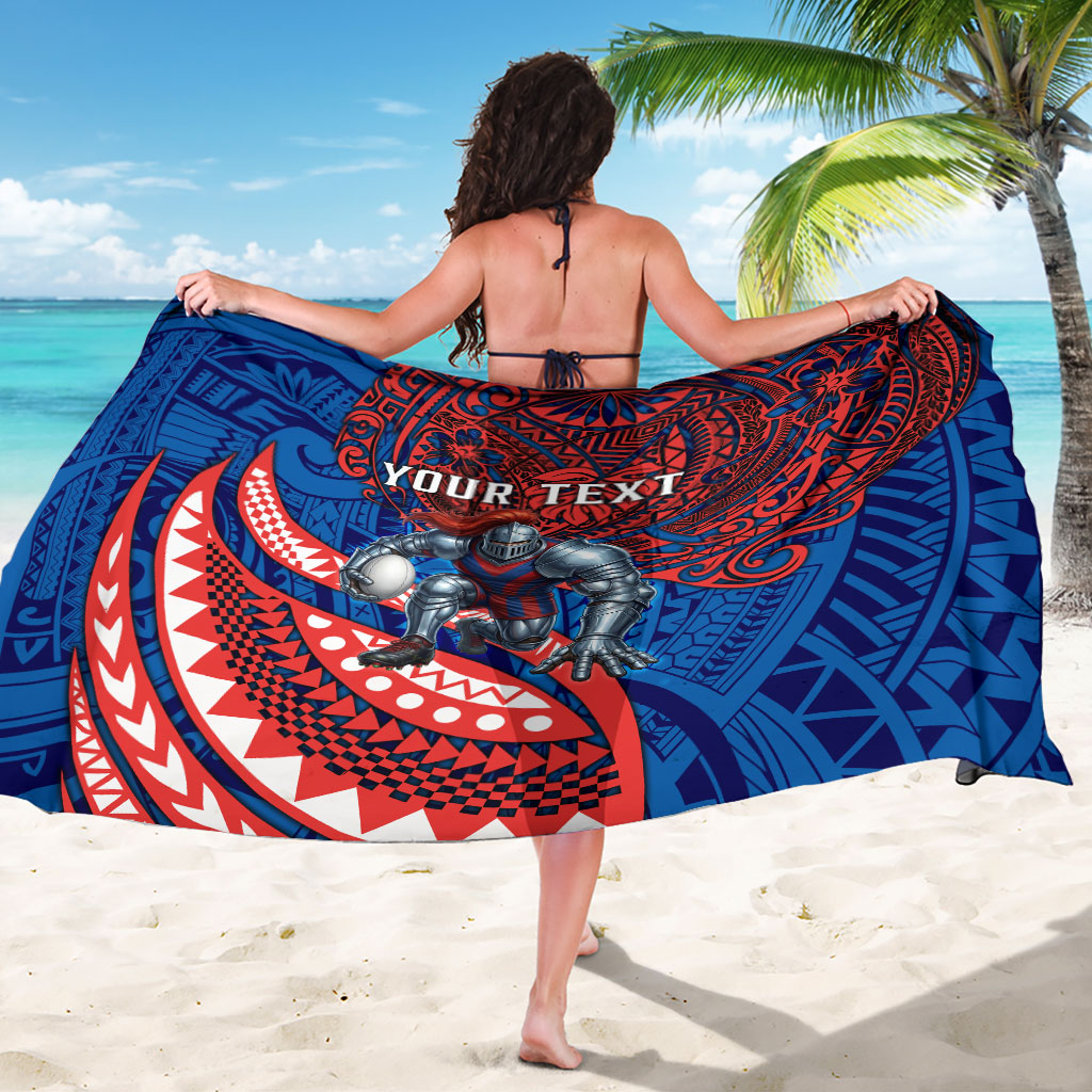 Personalised Newcastle Knights Sarong Polynesian Tribal Art Style With Armored Knight Mascot