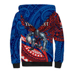 Personalised Newcastle Knights Sherpa Hoodie Polynesian Tribal Art Style With Armored Knight Mascot