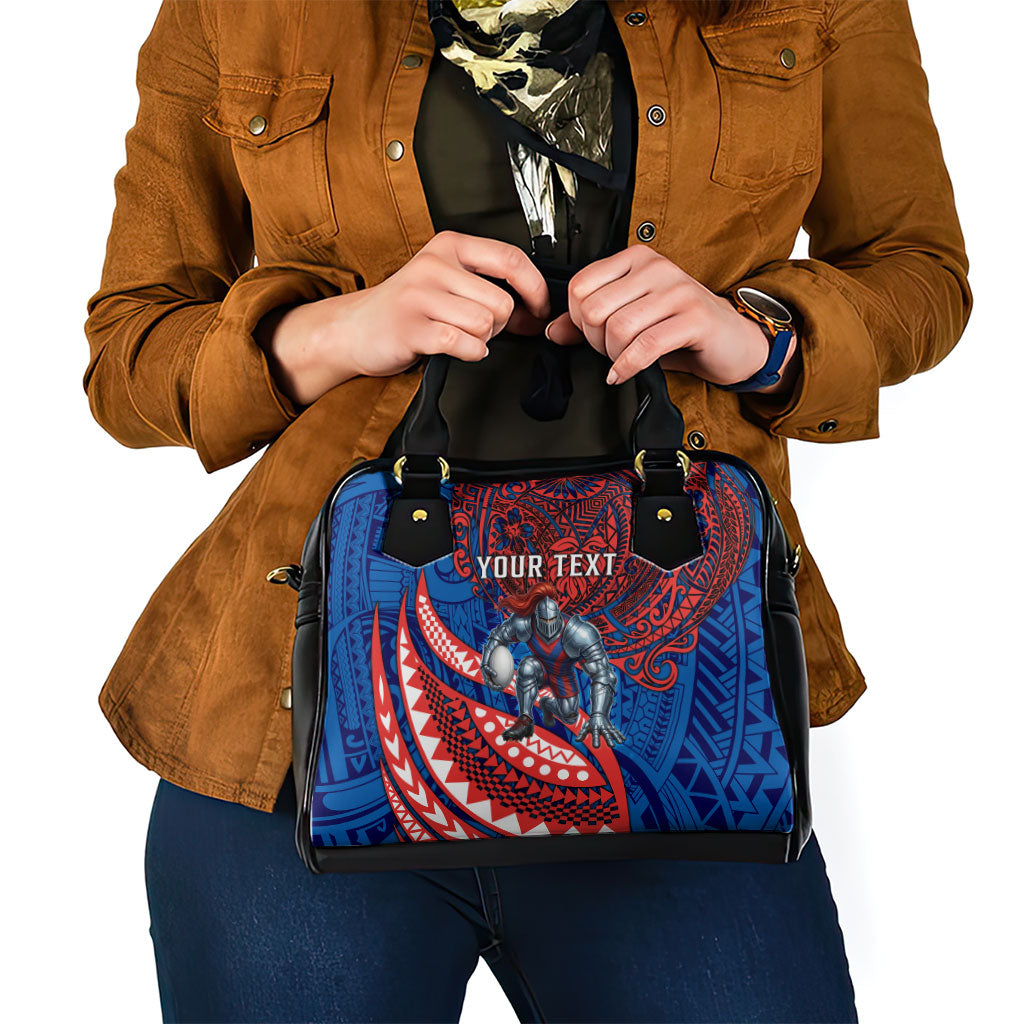 Personalised Newcastle Knights Shoulder Handbag Polynesian Tribal Art Style With Armored Knight Mascot