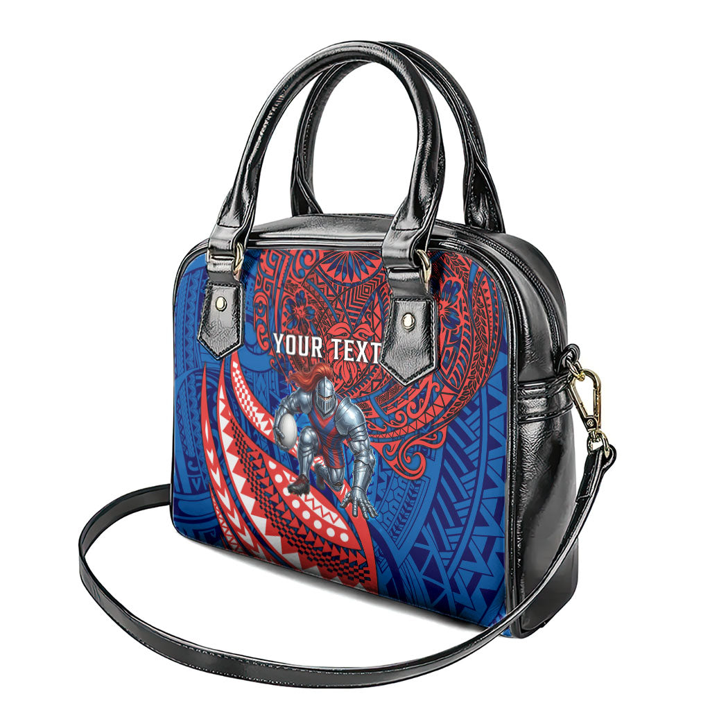 Personalised Newcastle Knights Shoulder Handbag Polynesian Tribal Art Style With Armored Knight Mascot