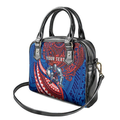 Personalised Newcastle Knights Shoulder Handbag Polynesian Tribal Art Style With Armored Knight Mascot