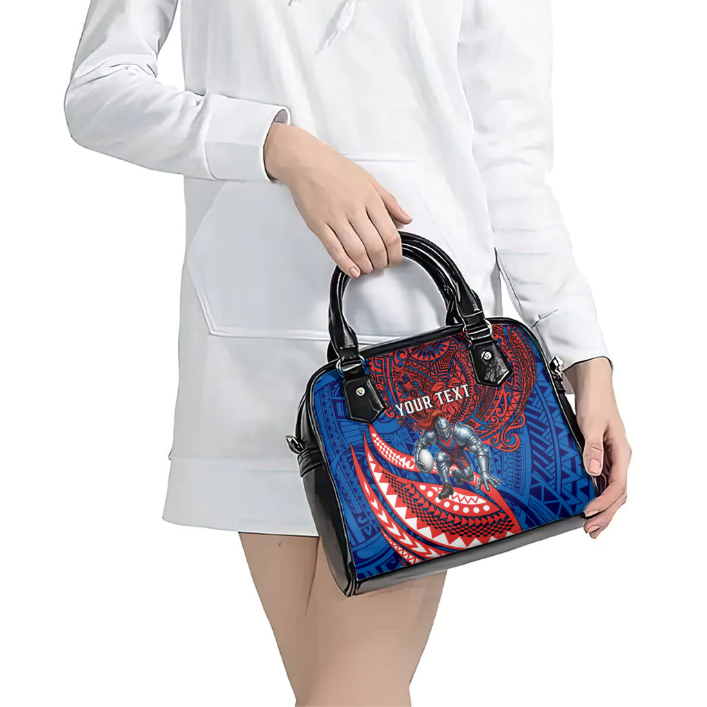 Personalised Newcastle Knights Shoulder Handbag Polynesian Tribal Art Style With Armored Knight Mascot