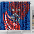 Personalised Newcastle Knights Shower Curtain Polynesian Tribal Art Style With Armored Knight Mascot