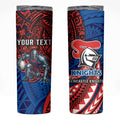 Personalised Newcastle Knights Skinny Tumbler Polynesian Tribal Art Style With Armored Knight Mascot