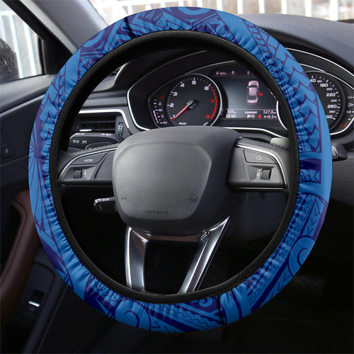 Newcastle Knights Steering Wheel Cover Polynesian Tribal Art Style With Armored Knight Mascot