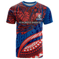 Personalised Newcastle Knights T Shirt Polynesian Tribal Art Style With Armored Knight Mascot