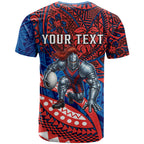 Personalised Newcastle Knights T Shirt Polynesian Tribal Art Style With Armored Knight Mascot