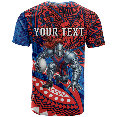 Personalised Newcastle Knights T Shirt Polynesian Tribal Art Style With Armored Knight Mascot