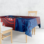 Personalised Newcastle Knights Tablecloth Polynesian Tribal Art Style With Armored Knight Mascot