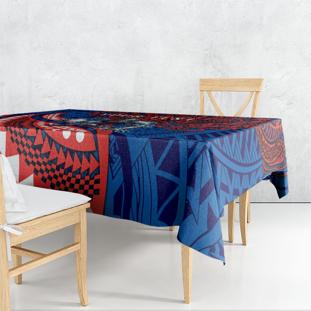Personalised Newcastle Knights Tablecloth Polynesian Tribal Art Style With Armored Knight Mascot