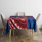 Personalised Newcastle Knights Tablecloth Polynesian Tribal Art Style With Armored Knight Mascot