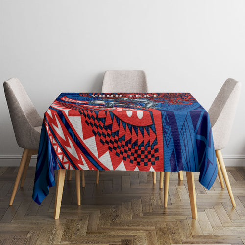 Personalised Newcastle Knights Tablecloth Polynesian Tribal Art Style With Armored Knight Mascot