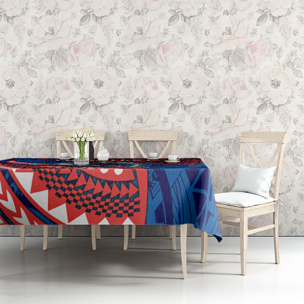 Personalised Newcastle Knights Tablecloth Polynesian Tribal Art Style With Armored Knight Mascot