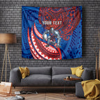 Personalised Newcastle Knights Tapestry Polynesian Tribal Art Style With Armored Knight Mascot