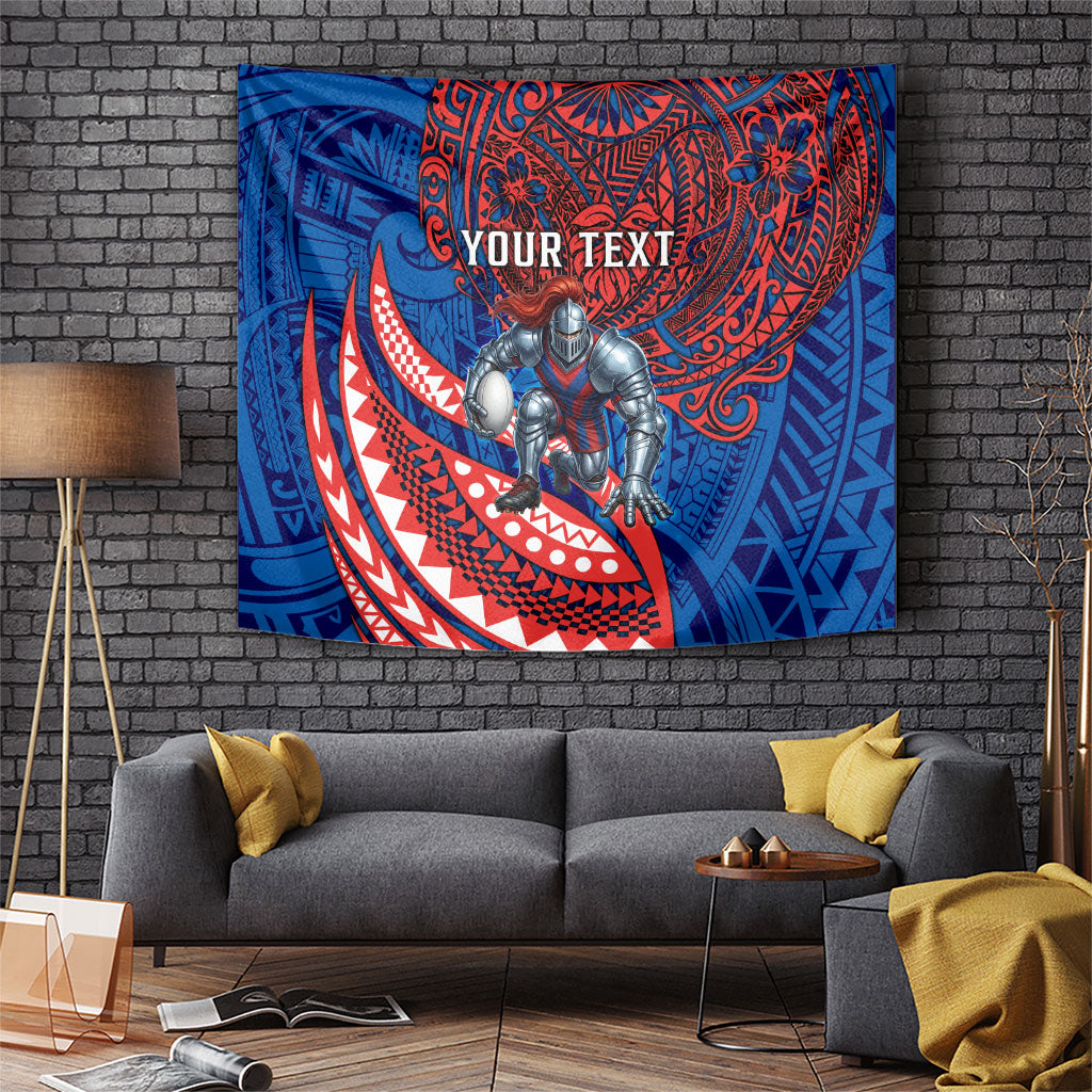 Personalised Newcastle Knights Tapestry Polynesian Tribal Art Style With Armored Knight Mascot