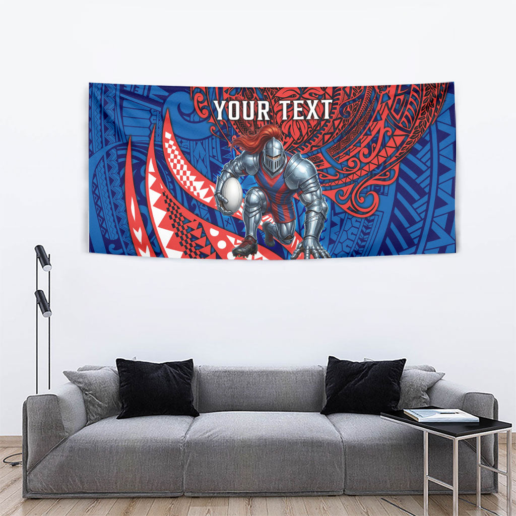 Personalised Newcastle Knights Tapestry Polynesian Tribal Art Style With Armored Knight Mascot