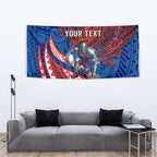 Personalised Newcastle Knights Tapestry Polynesian Tribal Art Style With Armored Knight Mascot
