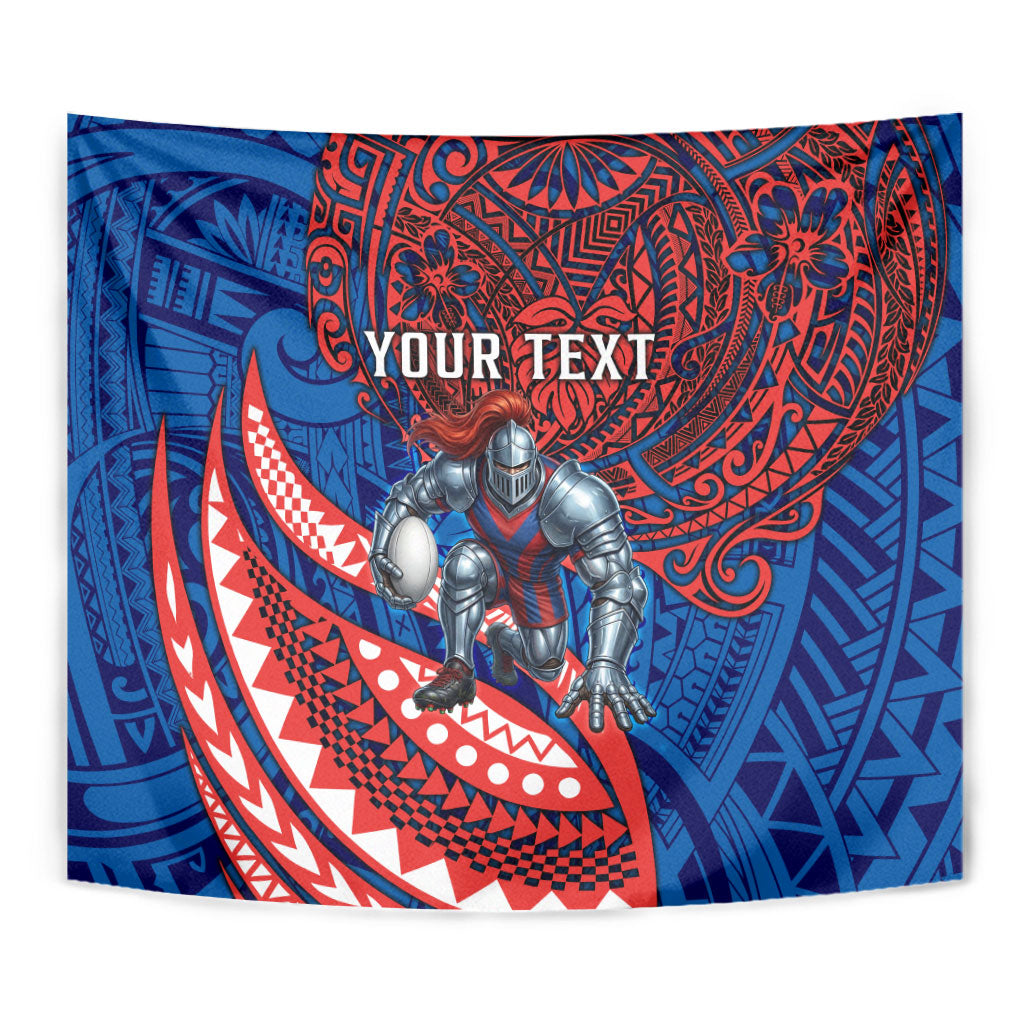 Personalised Newcastle Knights Tapestry Polynesian Tribal Art Style With Armored Knight Mascot