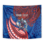 Personalised Newcastle Knights Tapestry Polynesian Tribal Art Style With Armored Knight Mascot