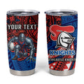 Personalised Newcastle Knights Tumbler Cup Polynesian Tribal Art Style With Armored Knight Mascot