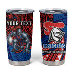 Personalised Newcastle Knights Tumbler Cup Polynesian Tribal Art Style With Armored Knight Mascot