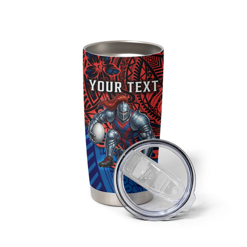 Personalised Newcastle Knights Tumbler Cup Polynesian Tribal Art Style With Armored Knight Mascot